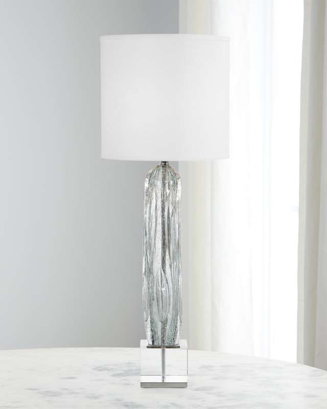 Argentine Blue-Grey Art Glass Buffet Lamp