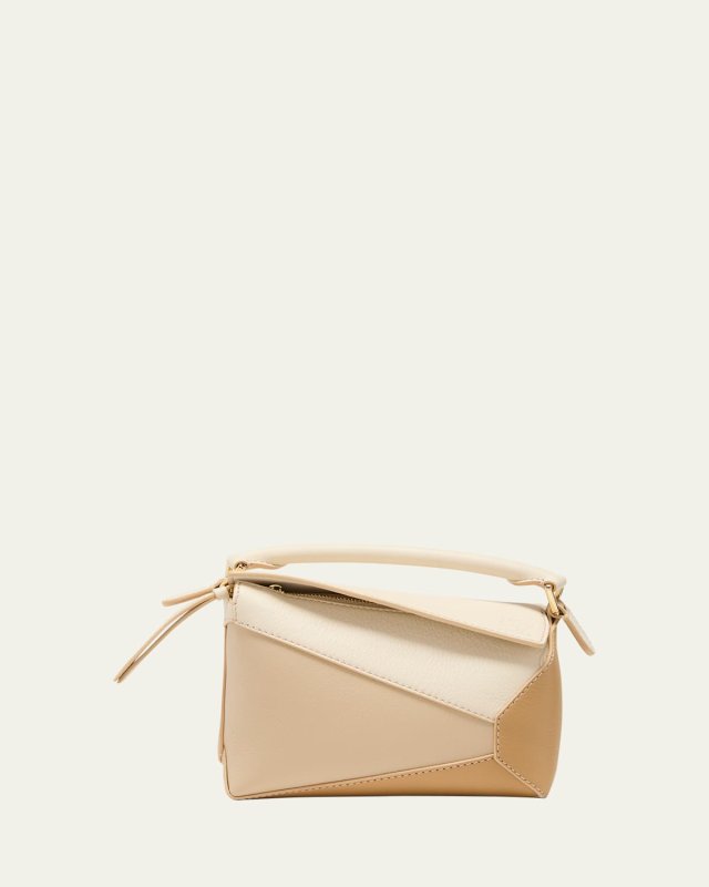 Mini Puzzle Edge Bicolor Leather Shoulder Bag