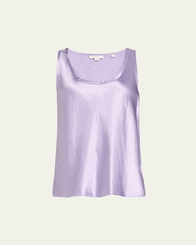 Raw-Edge Satin Tank Top