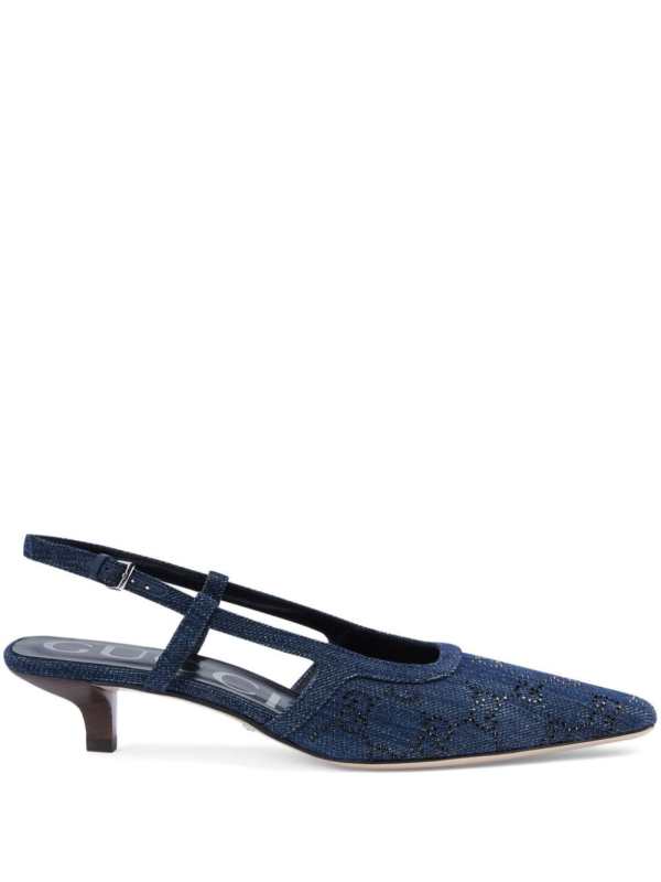 35mm GG-crystal denim pumps