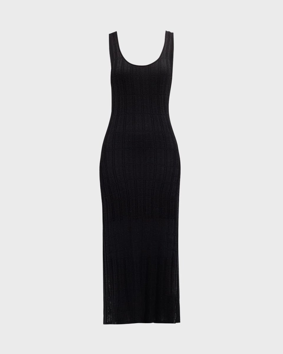Sleeveless Pointelle-Knit Midi Tank Dress