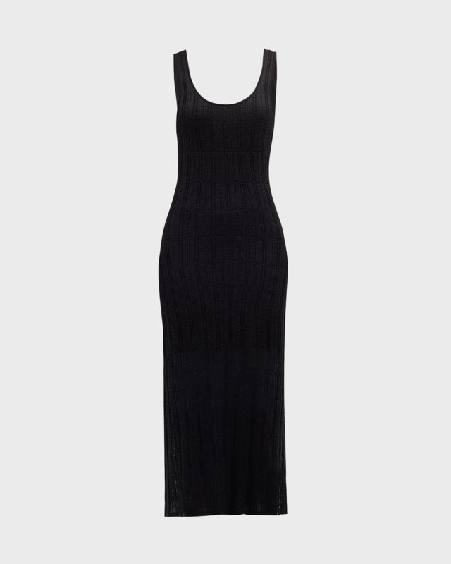 Sleeveless Pointelle-Knit Midi Tank Dress