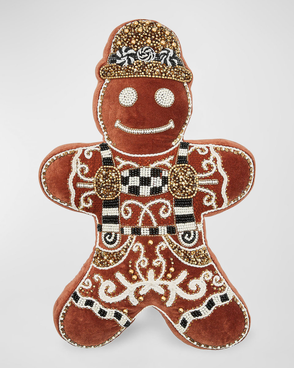 Gingerbread Boy Christmas Throw Pillow