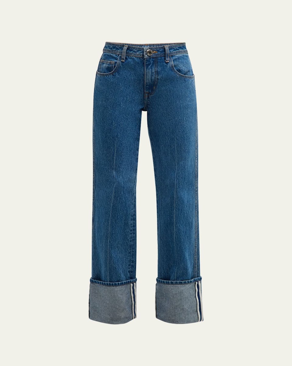 Alexa Wide-Leg Cuffed Denim Jeans