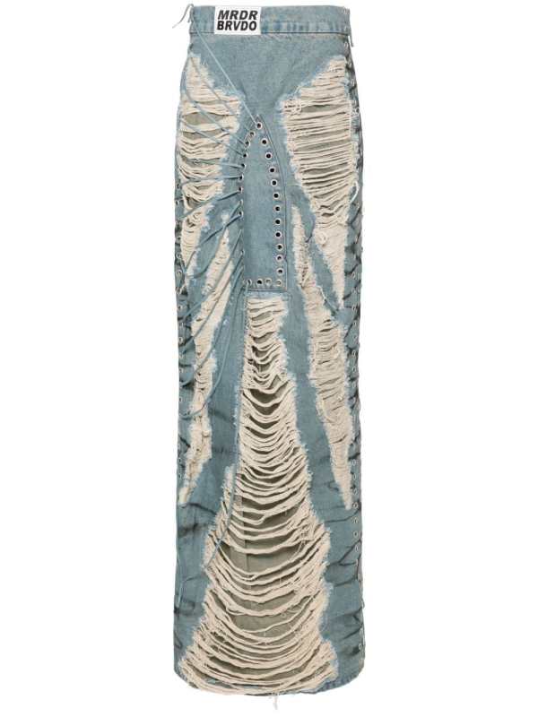 Window denim skirt