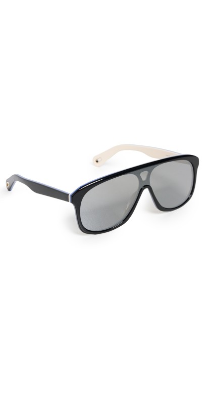 Chloe Oversized Sunglasses Black-Black-Silver