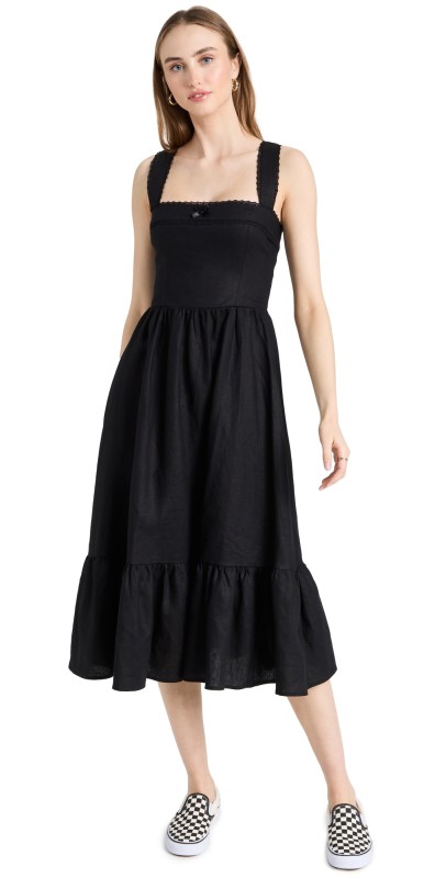 Reformation Rowen Maxi Linen Dress Black