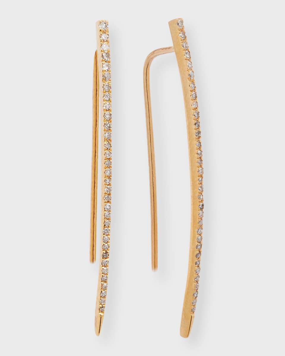 14K Yellow Gold Pave Diamond Spike Earrings