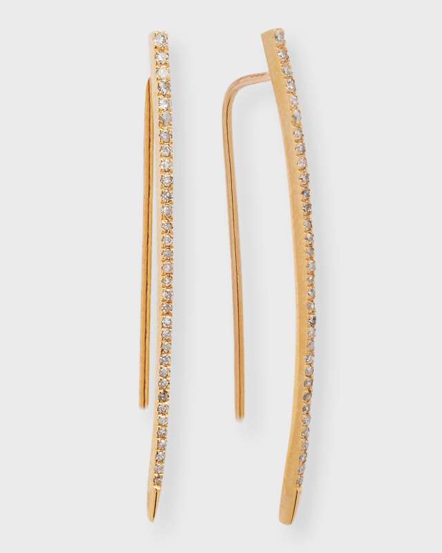 14K Yellow Gold Pave Diamond Spike Earrings