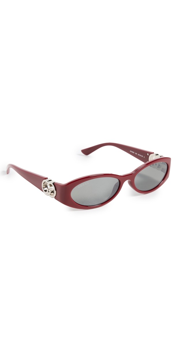 Gucci Hailey Oval Sunglasses Burgundy/Burgundy/Grey