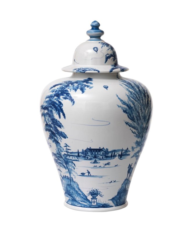 Country Estate Delft Blue Ginger Jar with Lid