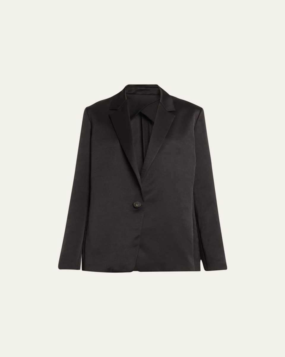 One-Button Fluid Satin Blazer