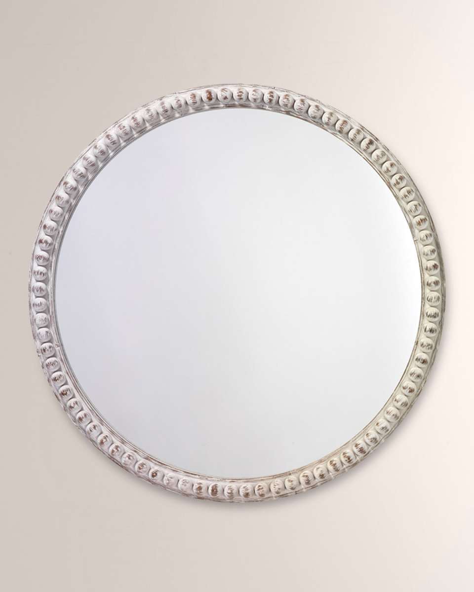 Audrey Beaded Mirror in White Wood
