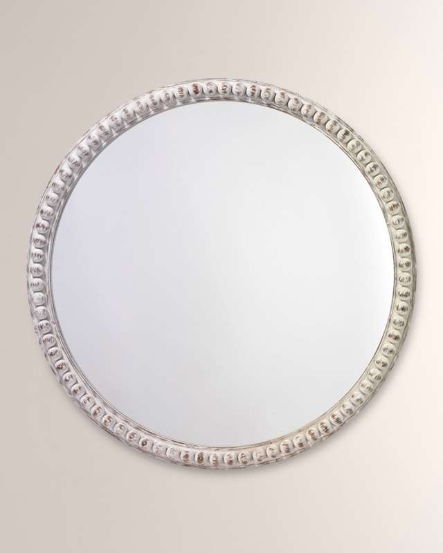 Audrey Beaded Mirror in White Wood