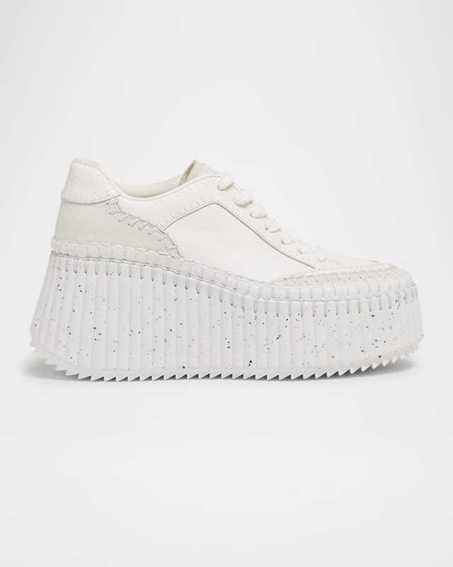 Platform Speckled Mix Leather Sneakers