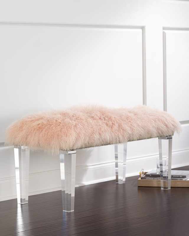 Kirabelle Sheepskin Bench, 60"