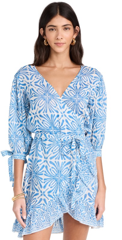 Bell Cindy Mini Wrap dress Blue Psychedelic
