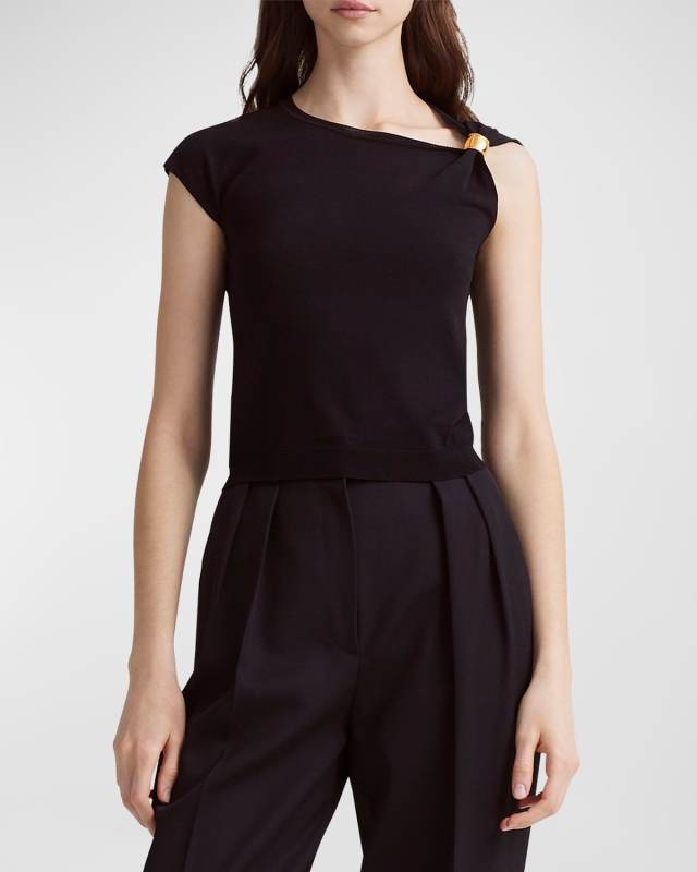 Rinaldi Gathered-Shoulder Sleeveless Top