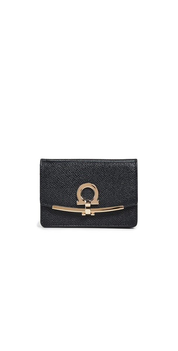 FERRAGAMO Gancio Clip Card Case Nero