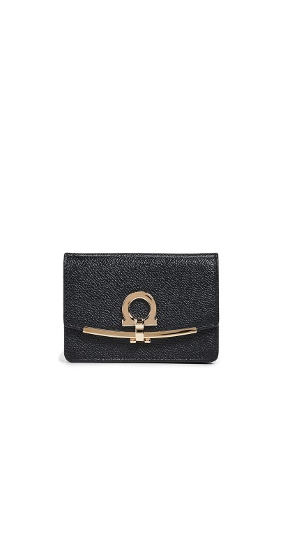 FERRAGAMO Gancio Clip Card Case Nero