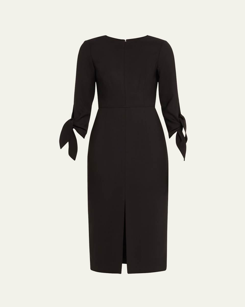 Wrist-Tie Wool Midi Dress