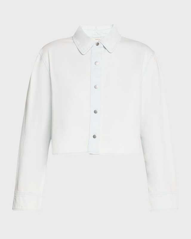 Cotton Twill Cropped Snap-Front Shirt