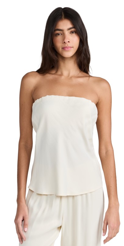 DONNI. Satiny Tube Top Creme