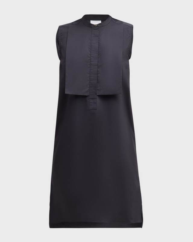 Selena Bib-Front Cotton Poplin Mini Dress