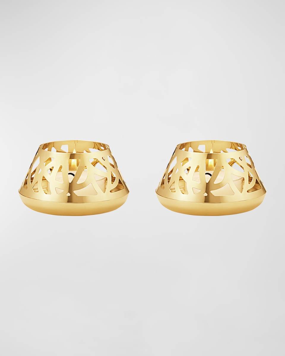 2023 18K Gold-Plated Tealight Candleholders, Set of 2