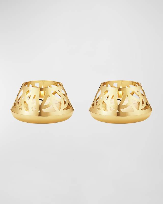 2023 18K Gold-Plated Tealight Candleholders, Set of 2