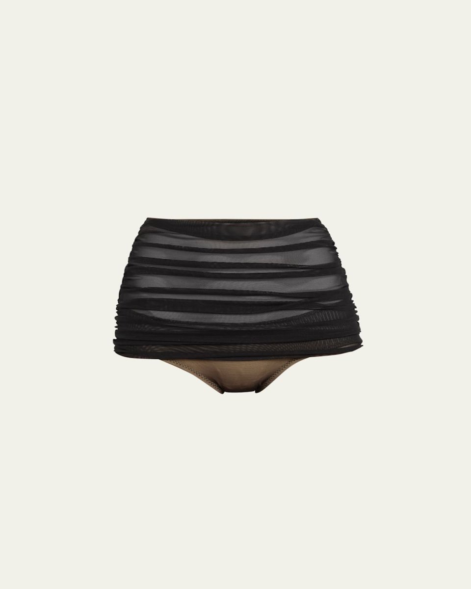 Bill Shirred Mesh High-Waist Bikini Botto
