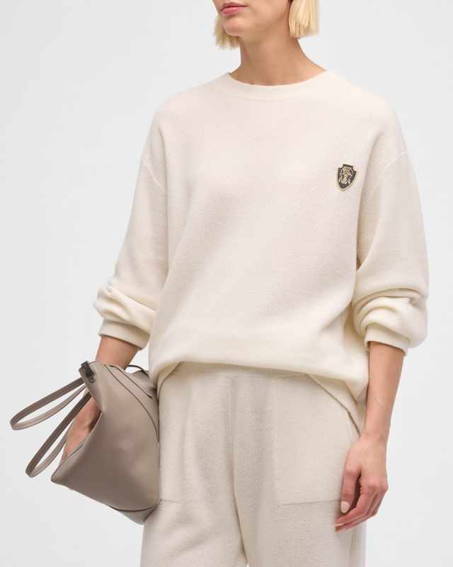 Solomeo Crest Cashmere Pique Knit Sweater