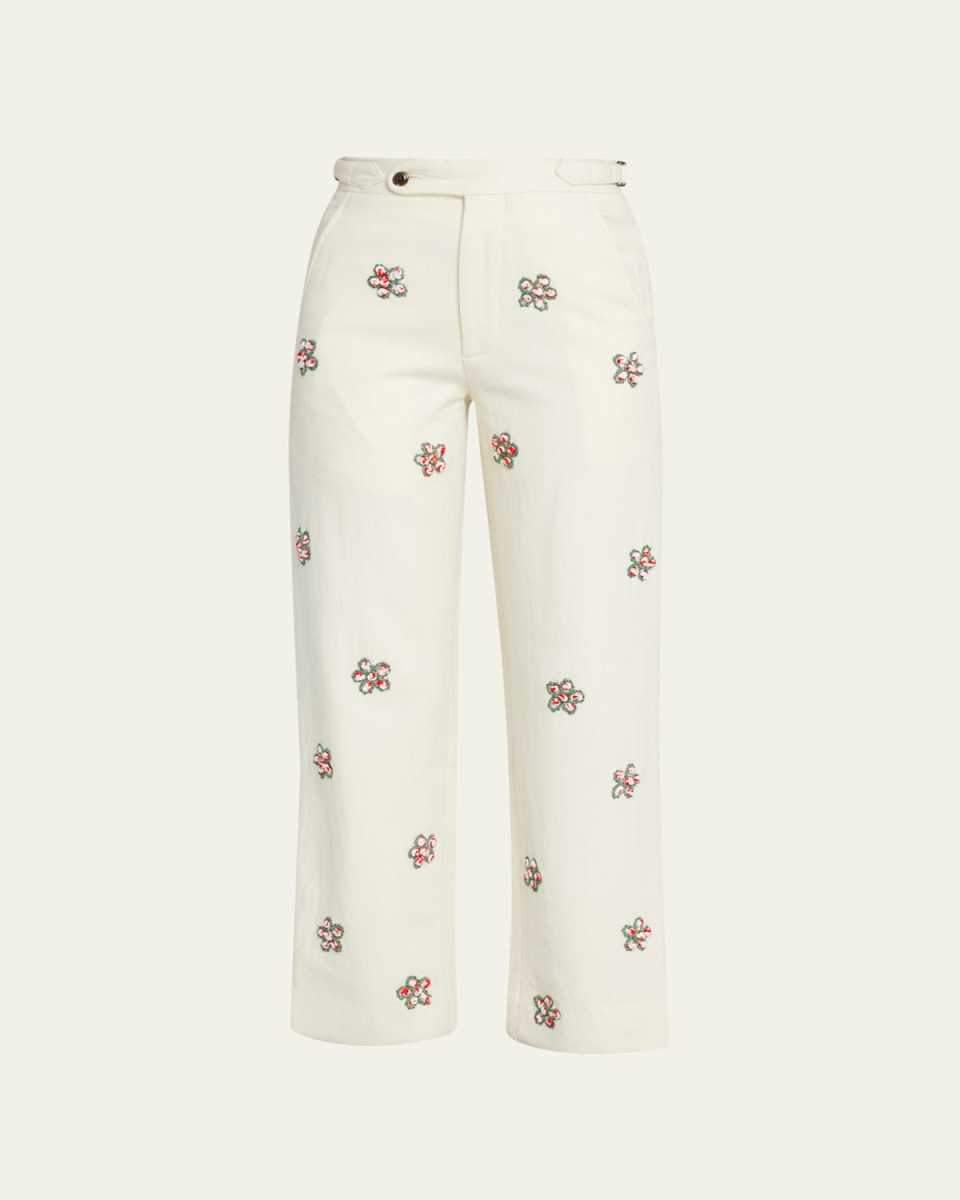 Dauber Applique Straight-Leg Trousers