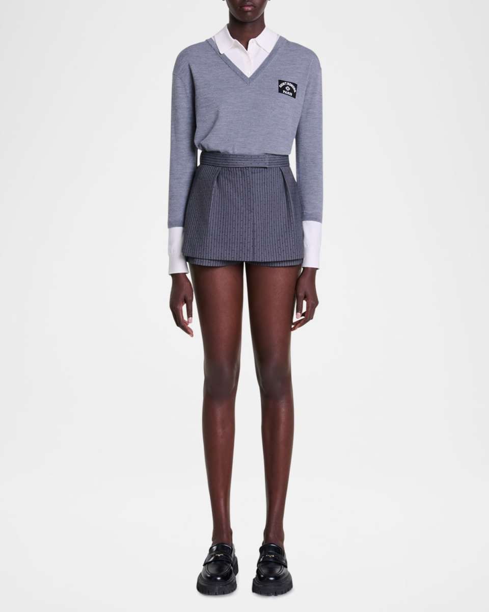 Ipernon Striped Rhinestone Skort
