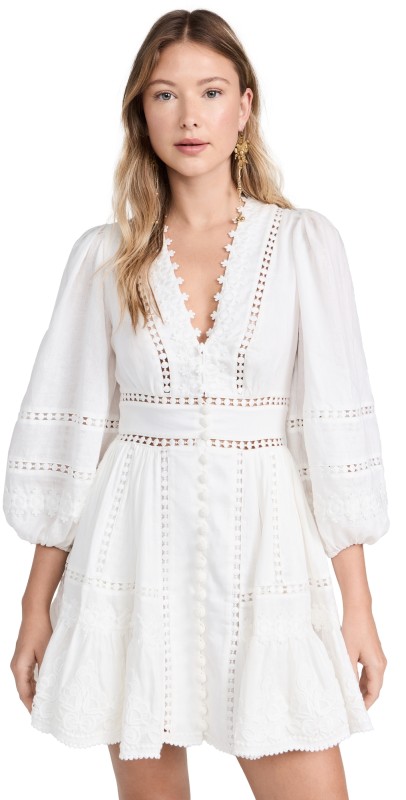 Zimmermann Pop Trimmed Mini Dress Ivory