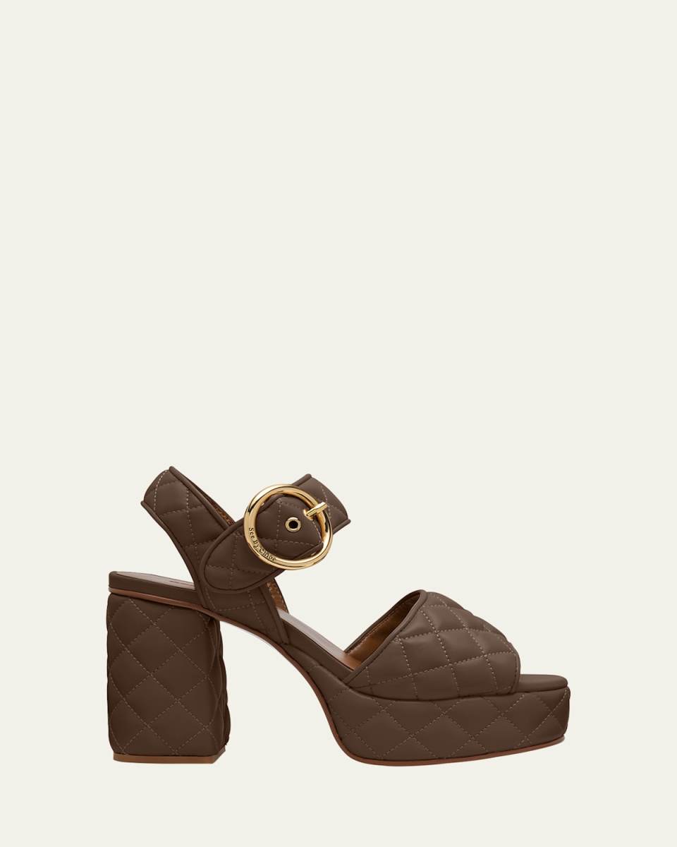 Jodie Quilted Ankle-Strap Platform Sandals