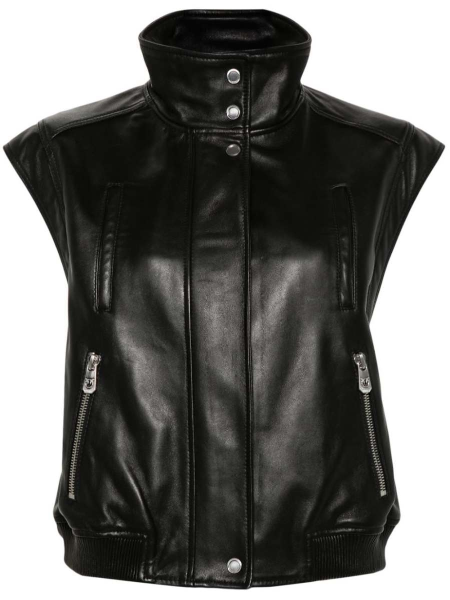 leather biker gilet