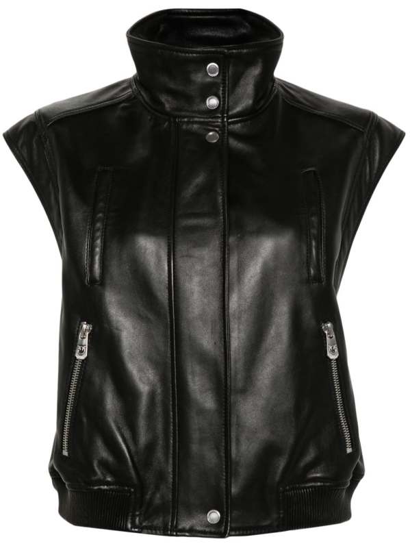 leather biker gilet