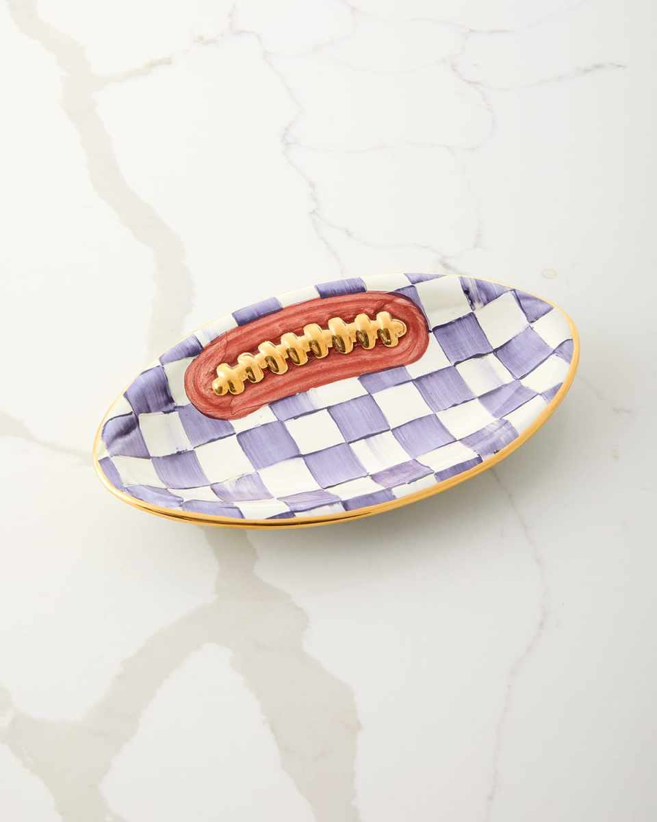 Plum Check Football Plate