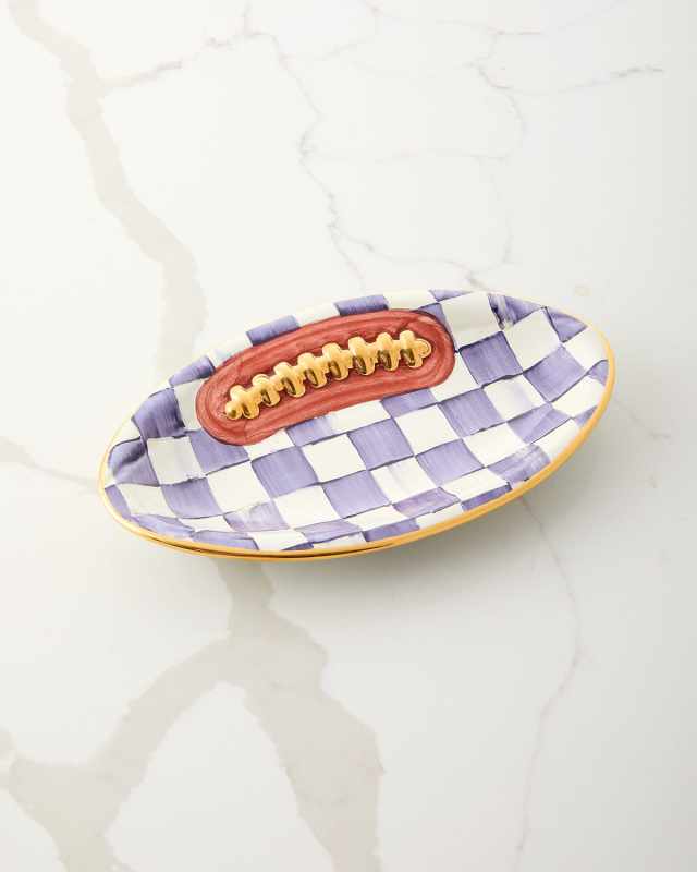 Plum Check Football Plate