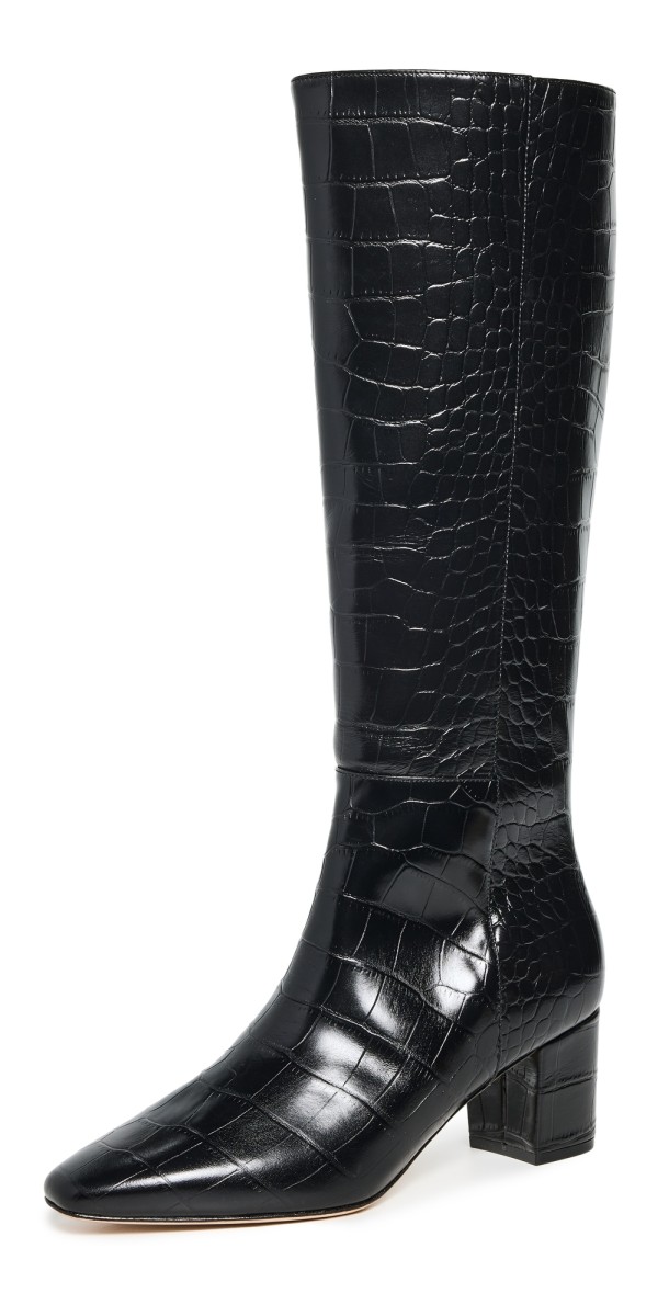 L'AGENCE Eugenie II Boots Black Croco Embossed