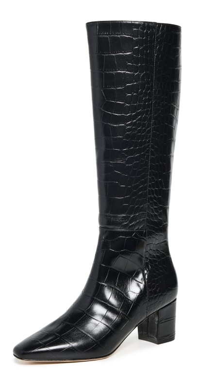 L'AGENCE Eugenie II Boots Black Croco Embossed