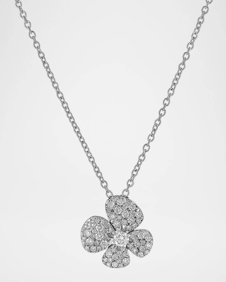 18K White Gold Flower Diamond Necklace