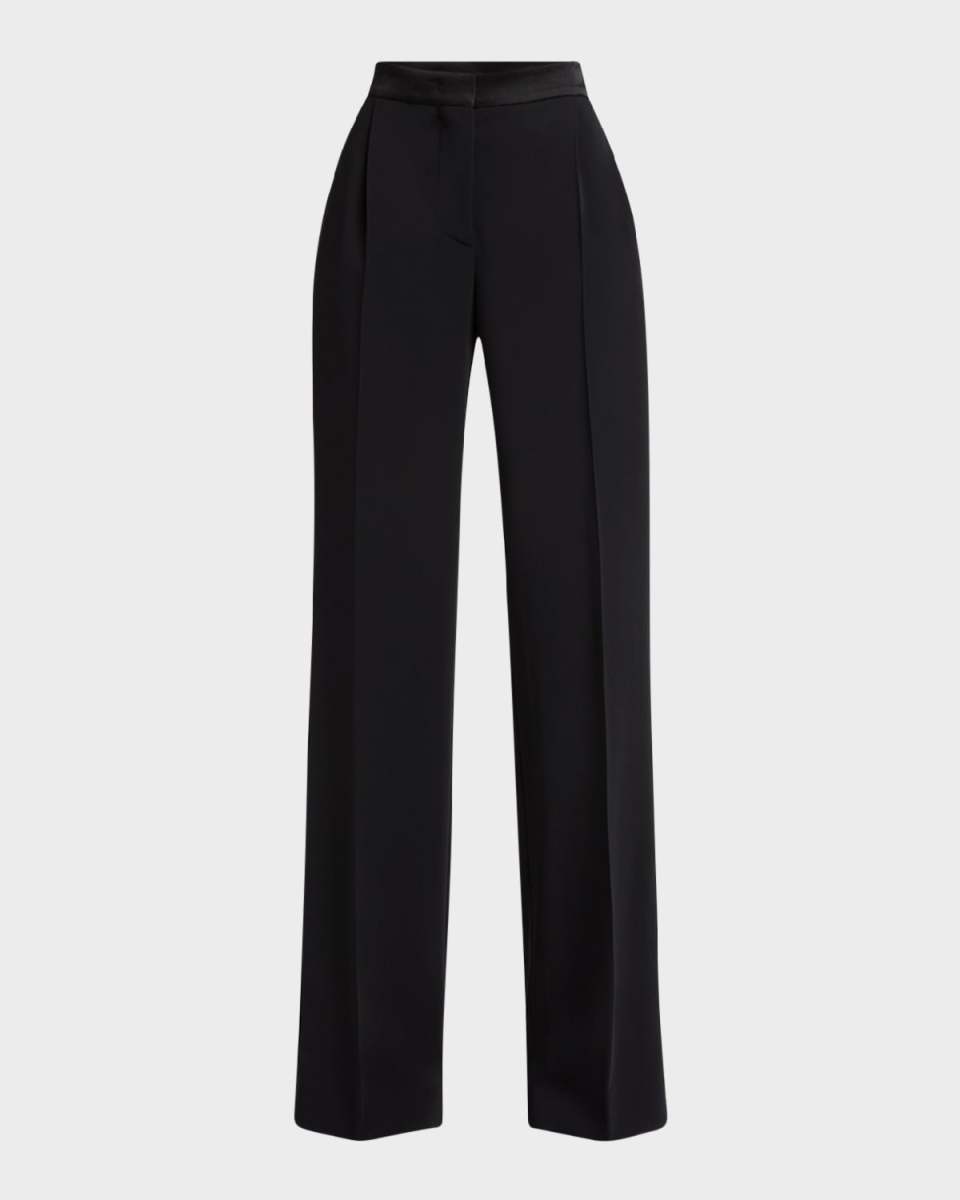 High-Rise Pleated Flared Trousers