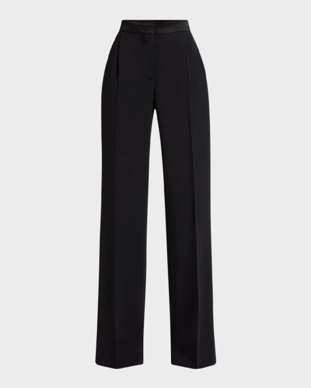 High-Rise Pleated Flared Trousers