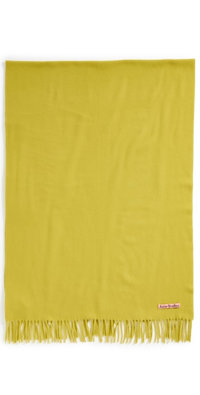 Acne Studios Oversized Fringe Wool Scarf Acid Yellow