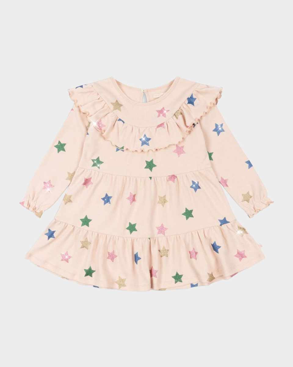 Girl's Malli Jersey Glitter Star-Print Dress, Size 9M-8