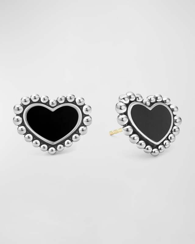 Maya 12mm Inlay Heart Stud Earrings