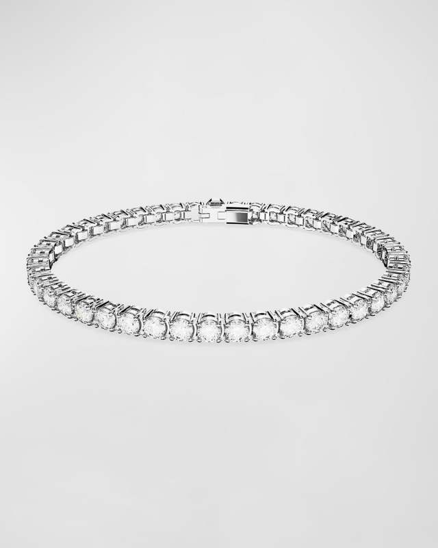 Matrix Rhodium-Plated Round-Cut Crystal Tennis Bracelet