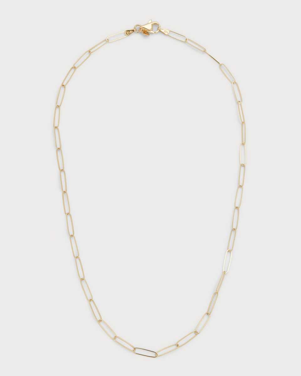 14k Gold Paper Clip Chain Necklace